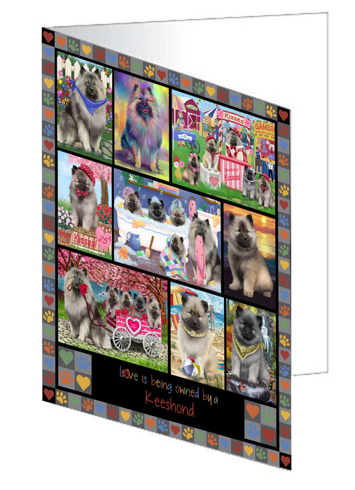 Love is Being Owned Keeshond Dog Grey Handmade Artwork Assorted Pets Greeting Cards and Note Cards with Envelopes for All Occasions and Holiday Seasons GCD77381