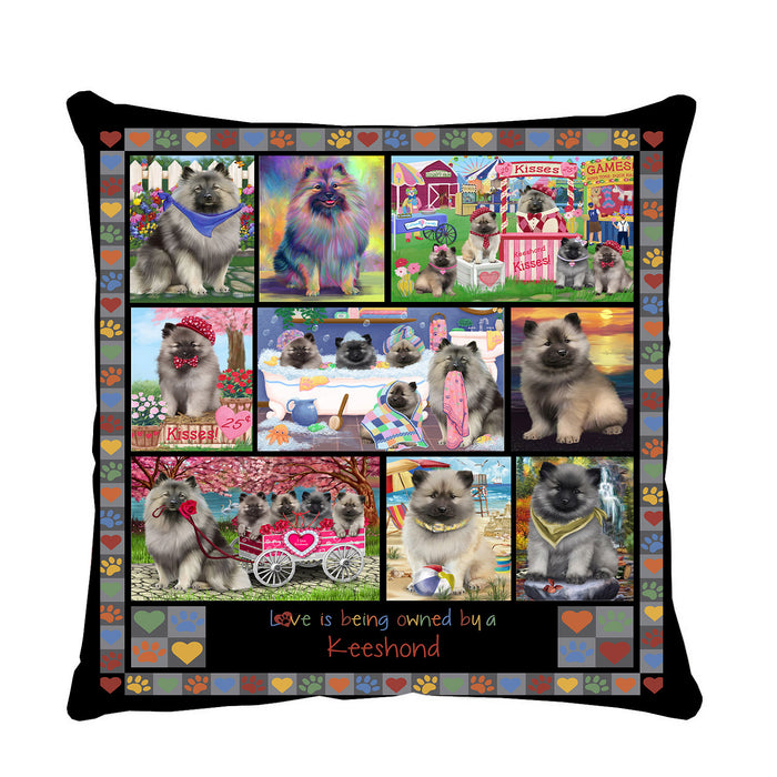 Love is Being Owned Keeshond Dog Grey Pillow PIL84880