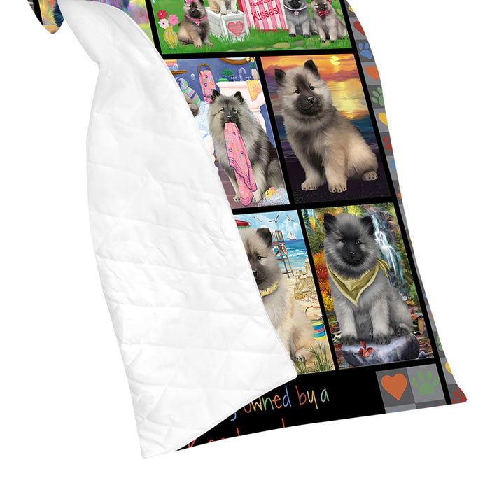 Love is Being Owned Keeshond Dog Grey Quilt