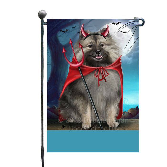 Personalized Happy Halloween Trick or Treat Keeshond Dog Devil Custom Garden Flag GFLG64475