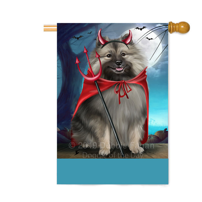 Personalized Happy Halloween Trick or Treat Keeshond Dog Devil Custom House Flag FLG64166
