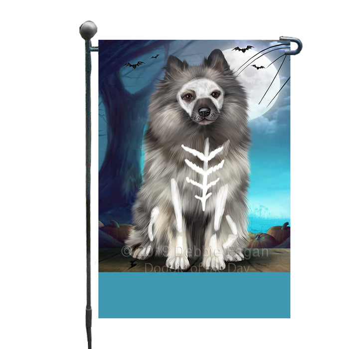 Personalized Happy Halloween Trick or Treat Keeshond Dog Skeleton Custom Garden Flag GFLG64530