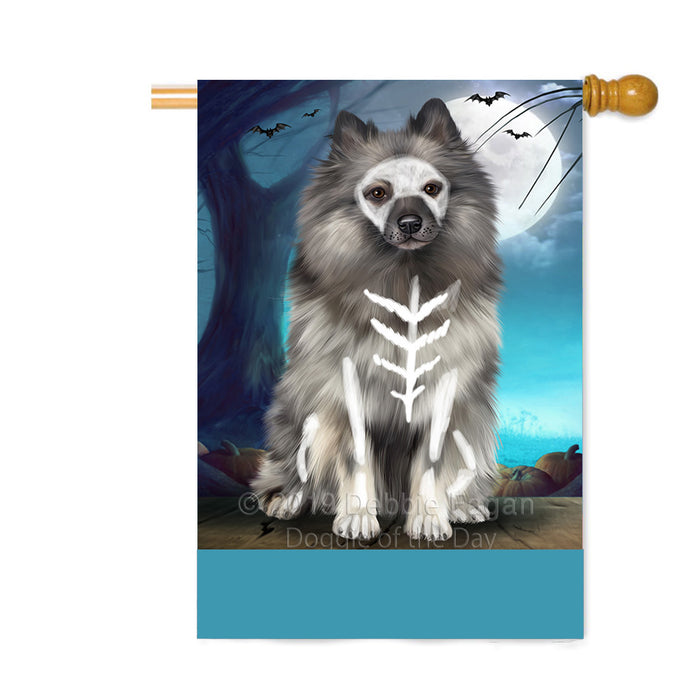 Personalized Happy Halloween Trick or Treat Keeshond Dog Skeleton Custom House Flag FLG64221