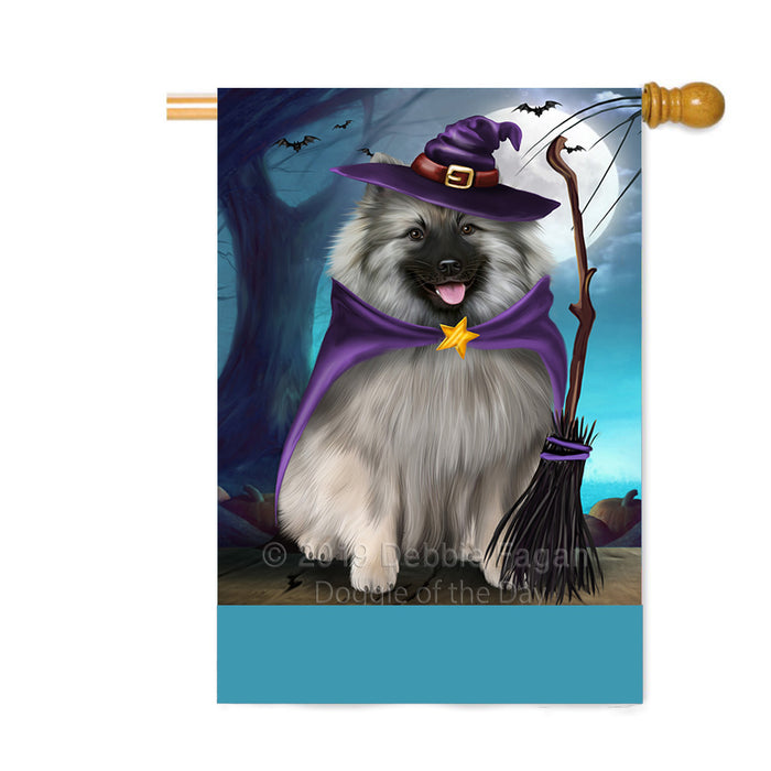 Personalized Happy Halloween Trick or Treat Keeshond Dog Witch Custom House Flag FLG64276