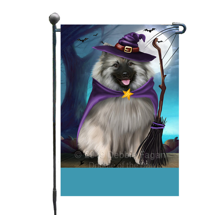 Personalized Happy Halloween Trick or Treat Keeshond Dog Witch Custom Garden Flag GFLG64585