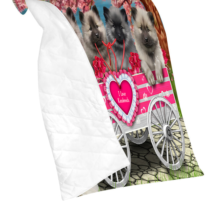 I Love Keeshond Dogs in a Cart Quilt