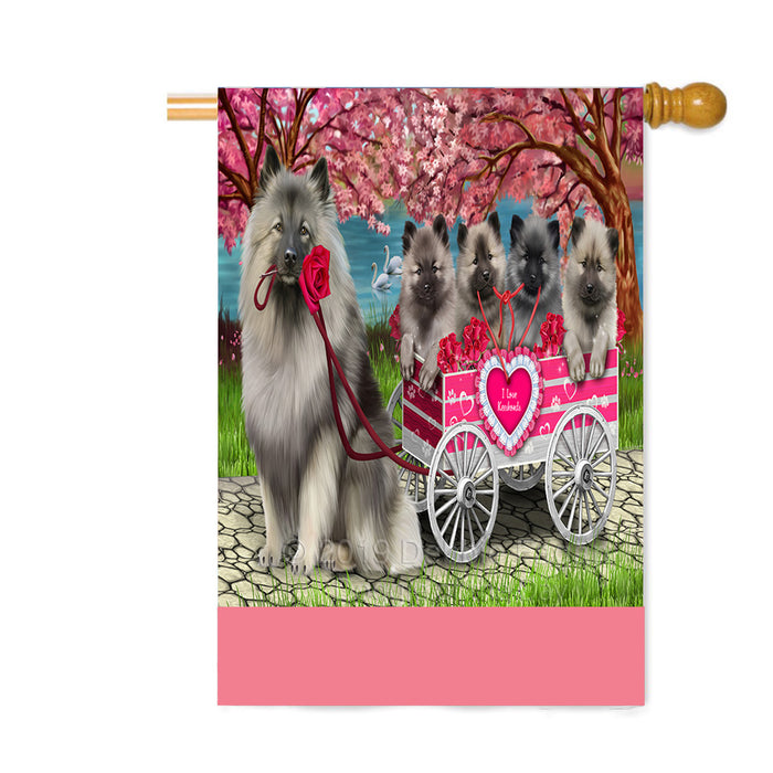 Personalized I Love Keeshond Dogs in a Cart Custom House Flag FLG-DOTD-A62219