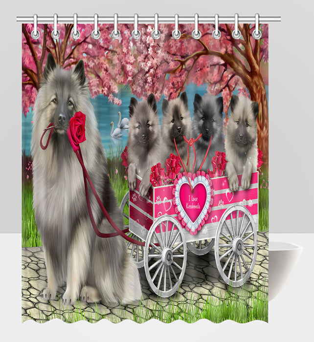 I Love Keeshond Dogs in a Cart Shower Curtain