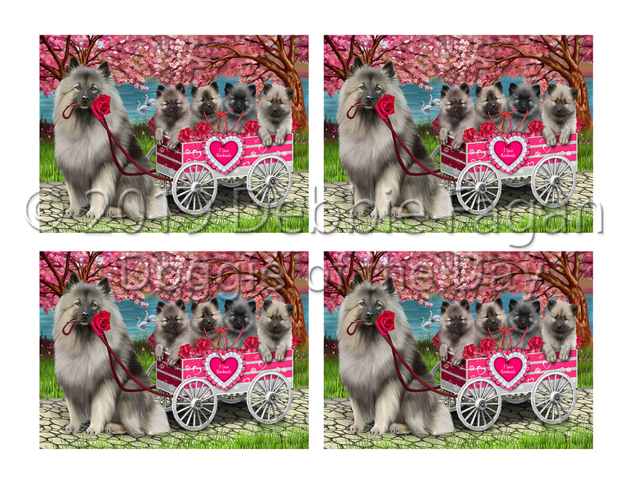 I Love Keeshond Dogs in a Cart Placemat