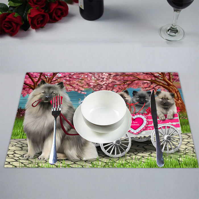 I Love Keeshond Dogs in a Cart Placemat
