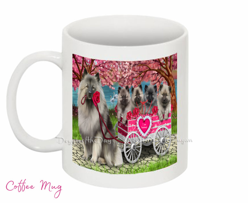 Mother's Day Gift Basket Keeshond Dogs Blanket, Pillow, Coasters, Magnet, Coffee Mug and Ornament