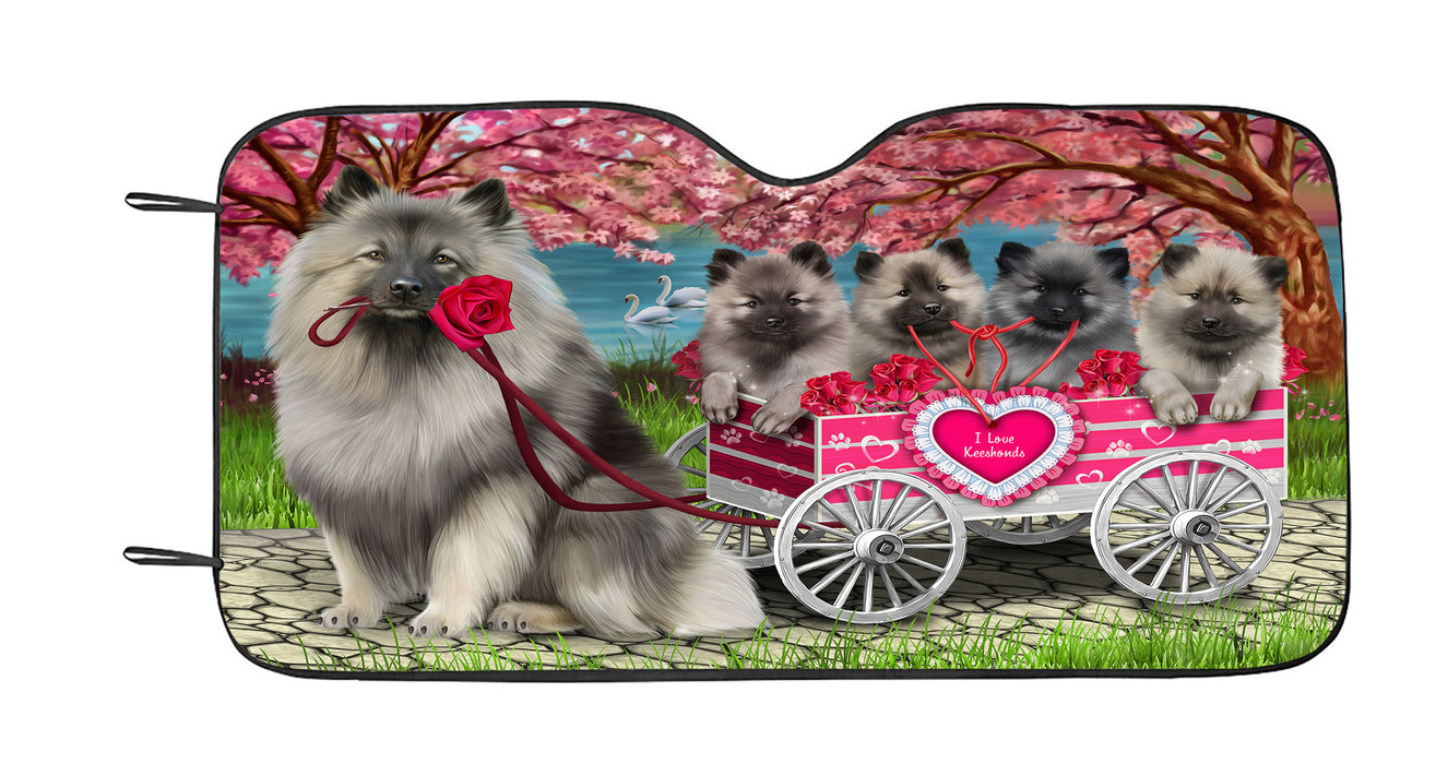 I Love Keeshond Dogs in a Cart Car Sun Shade