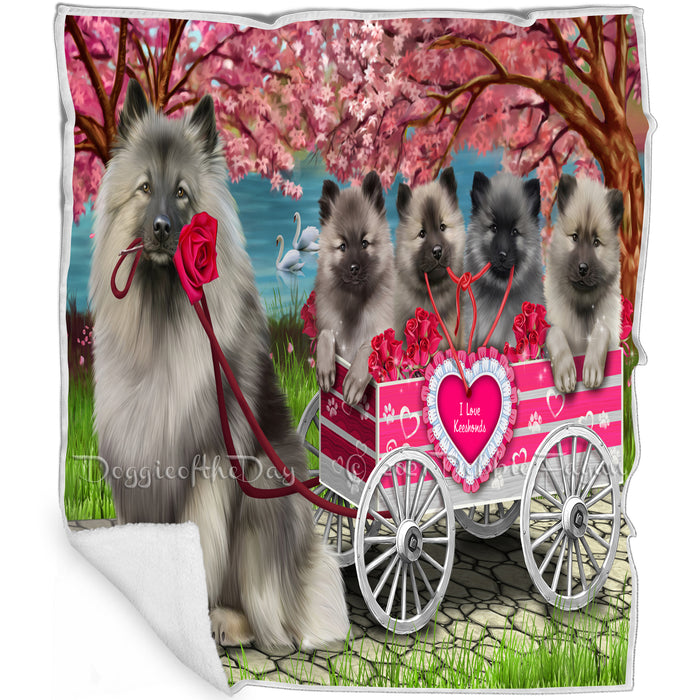 I Love Keeshond Dog in a Cart Art Portrait Blanket BLNKT91911