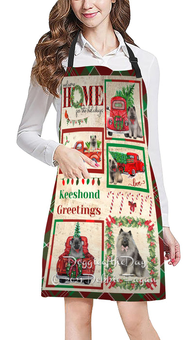 Welcome Home for Holidays Keeshond Dogs Apron Apron48423