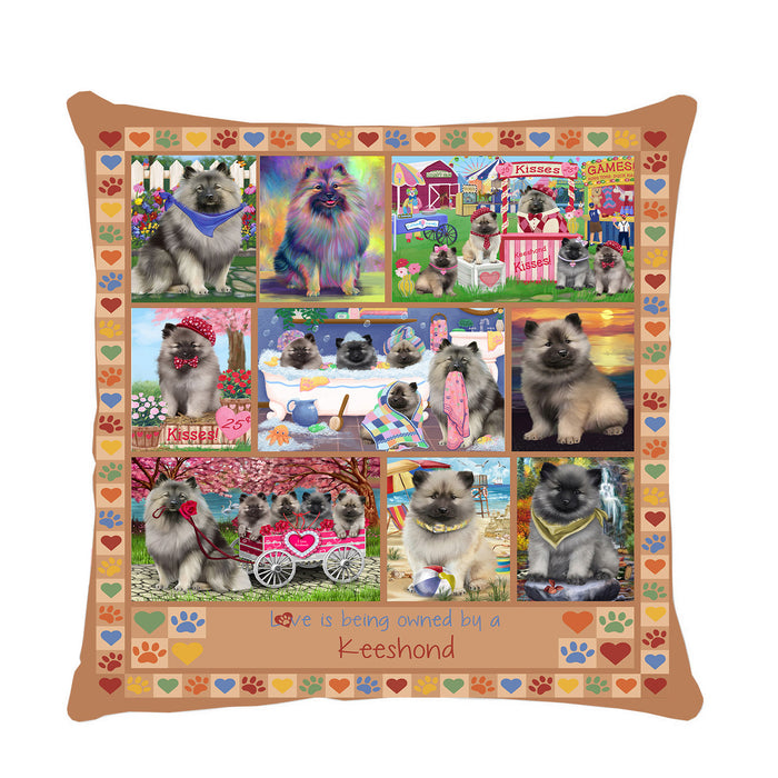 Love is Being Owned Keeshond Dog Beige Pillow PIL84876