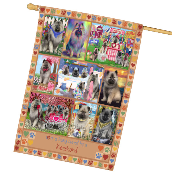 Love is Being Owned Keeshond Dog Beige House Flag FLG65498