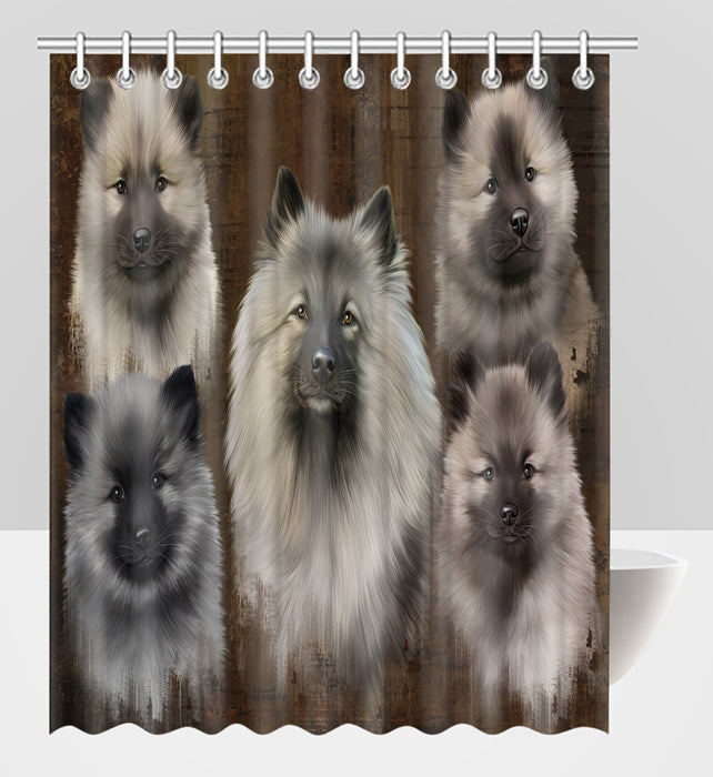 Rustic Keeshond Dogs Shower Curtain