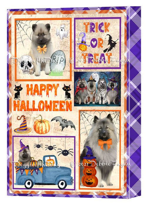 Happy Halloween Trick or Treat Keeshond Dogs Canvas Wall Art Decor - Premium Quality Canvas Wall Art for Living Room Bedroom Home Office Decor Ready to Hang CVS150614