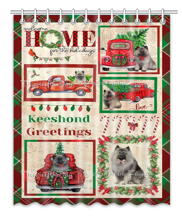Welcome Home for Christmas Holidays Keeshond Dogs Shower Curtain Bathroom Accessories Decor Bath Tub Screens