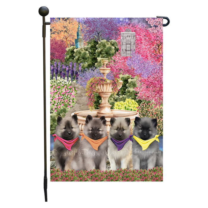 Keeshond Dogs Garden Flag: Explore a Variety of Designs, Weather Resistant, Double-Sided, Custom, Personalized, Outside Garden Yard Decor, Flags for Dog and Pet Lovers
