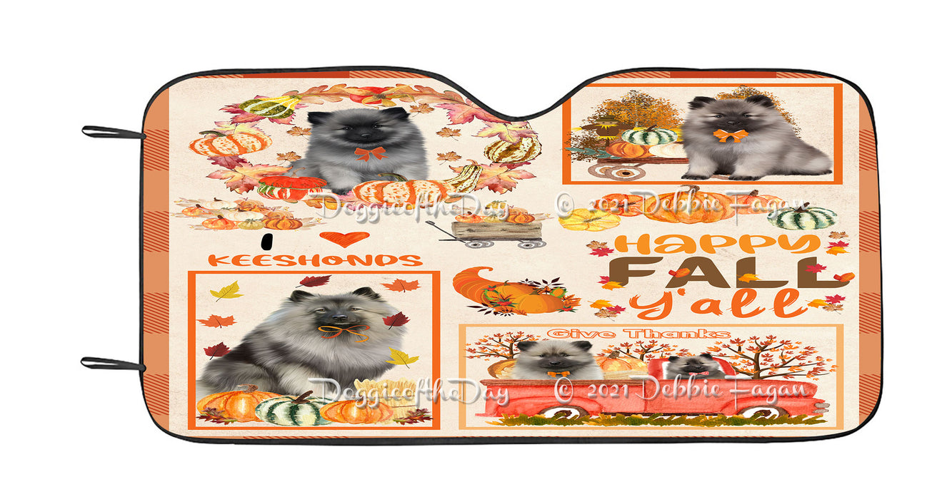 Happy Fall Y'all Pumpkin Keeshond Dogs Car Sun Shade Cover Curtain
