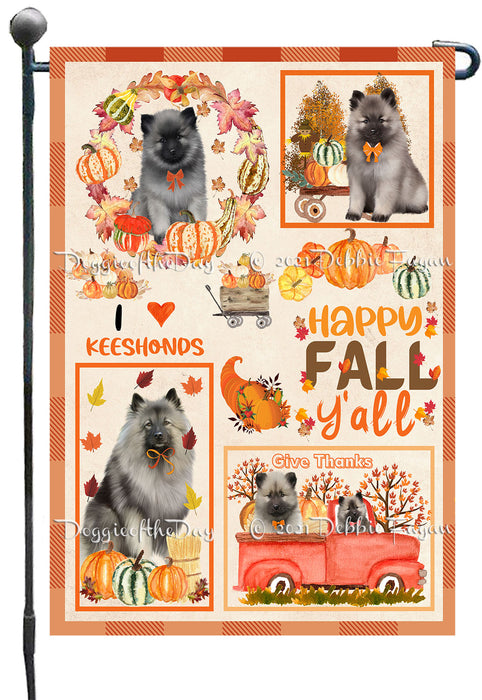 Happy Fall Y'all Pumpkin Keeshond Dogs Garden Flags- Outdoor Double Sided Garden Yard Porch Lawn Spring Decorative Vertical Home Flags 12 1/2"w x 18"h