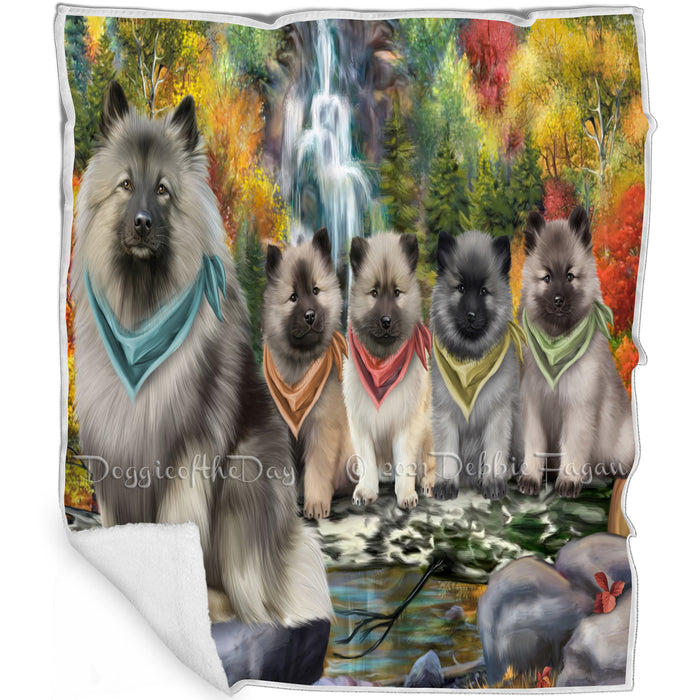 Scenic Waterfall Keeshonds Dog Blanket BLNKT83928