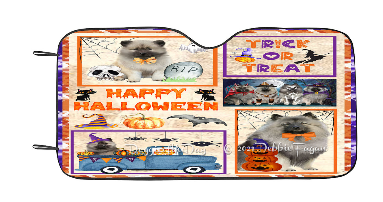 Happy Halloween Trick or Treat Keeshond Dogs Car Sun Shade Cover Curtain