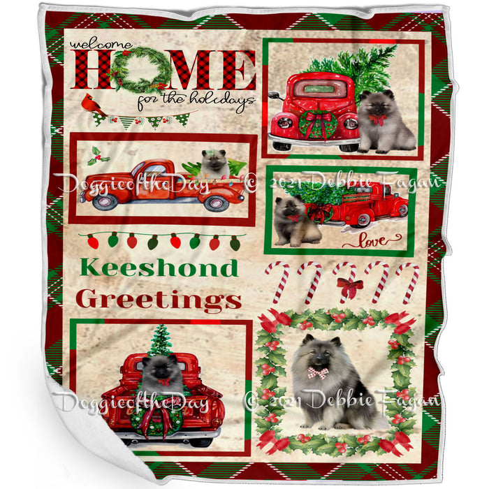 Welcome Home for Christmas Holidays Keeshond Dogs Blanket BLNKT72036