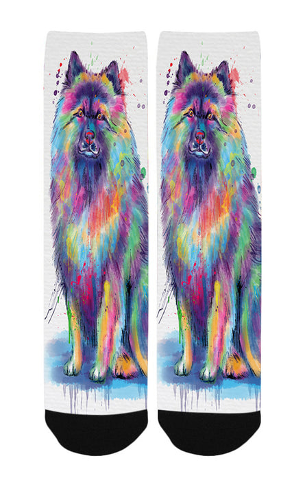 Watercolor Keeshond Dog Women's Casual Socks