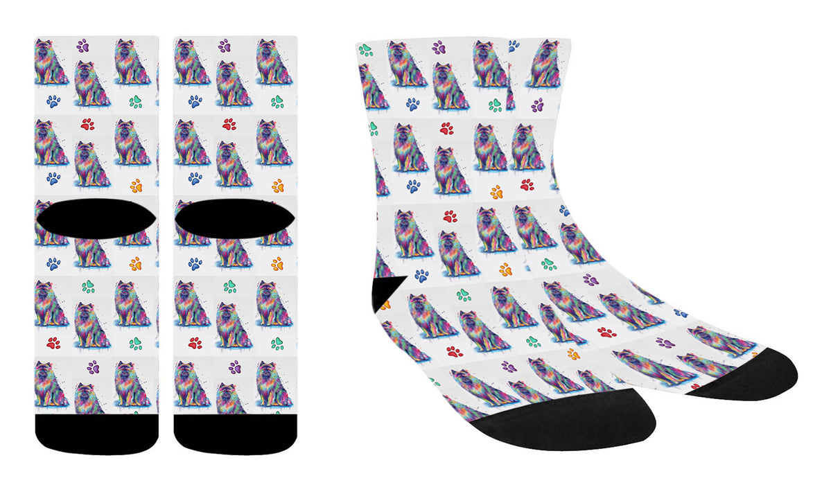 Watercolor Keeshond Dogs Women's Socks