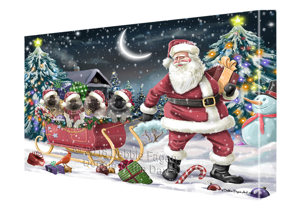 Santa Sled Dogs Christmas Happy Holidays Keeshonds Dog Canvas Print Wall Art Décor CVS82763