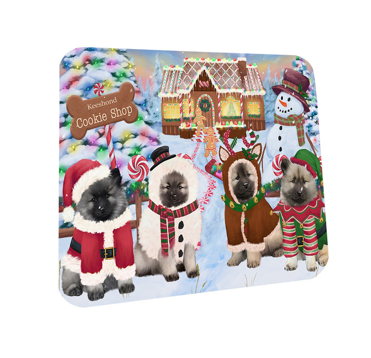 Holiday Gingerbread Cookie Shop Keeshonds Dog Coasters Set of 4 CST56367