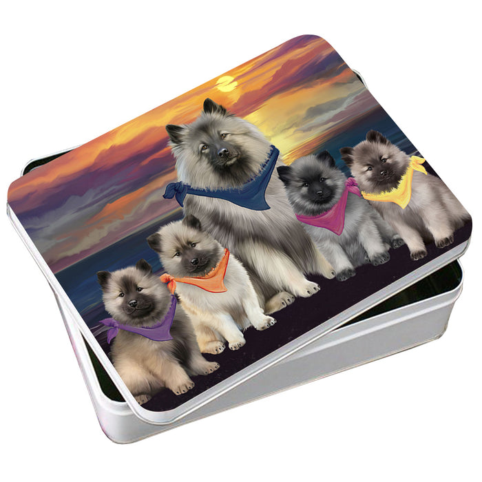 Family Sunset Portrait Keeshonds Dog Photo Storage Tin PITN52489