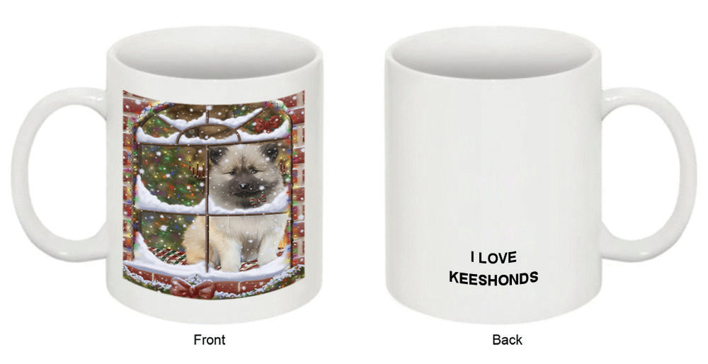 Please Come Home For Christmas Keeshond Dog Sitting In Window Coffee Mug MUG49034