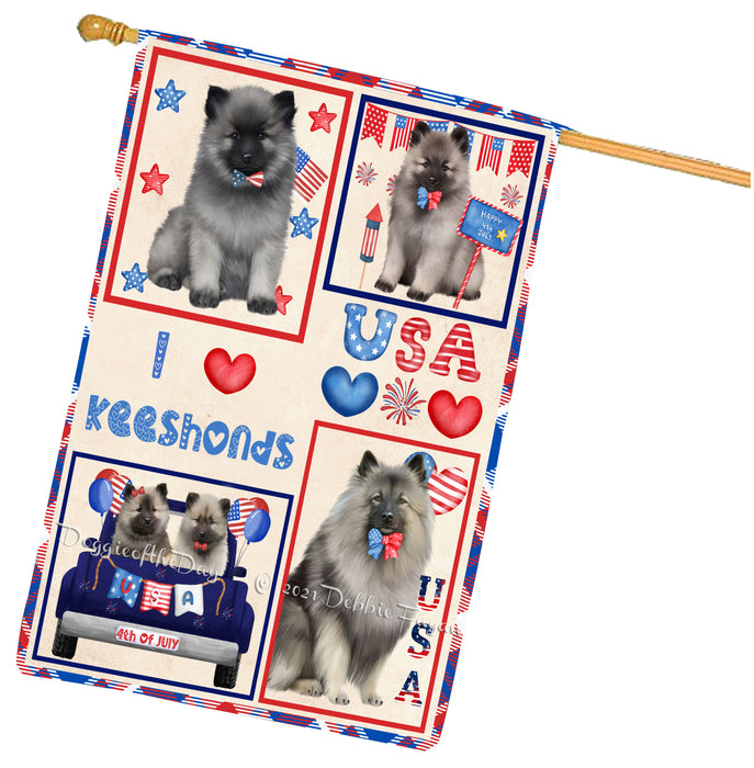 4th of July Independence Day I Love USA Keeshond Dogs House flag FLG66968