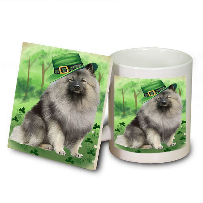 St. Patricks Day Irish Portrait Keeshond Dog Mug and Coaster Set MUC57009
