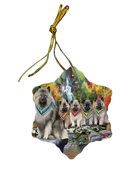 Scenic Waterfall Keeshonds Dog Star Porcelain Ornament SPOR51899