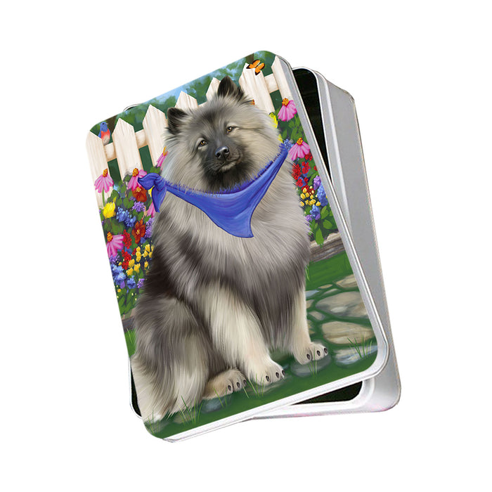 Spring Floral Keeshond Dog Photo Storage Tin PITN52265