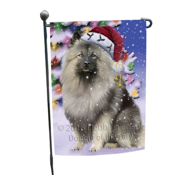 Winterland Wonderland Keeshond Dog In Christmas Holiday Scenic Background Garden Flag GFLG53826