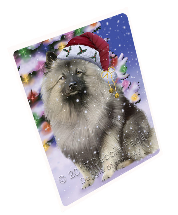 Winterland Wonderland Keeshond Dog In Christmas Holiday Scenic Background Large Refrigerator / Dishwasher Magnet RMAG83466