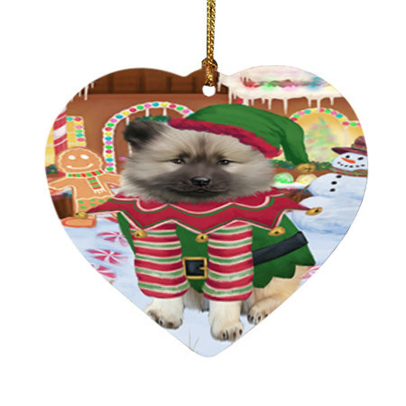 Christmas Gingerbread House Candyfest Keeshond Dog Heart Christmas Ornament HPOR56726