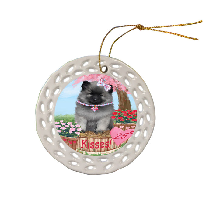 Rosie 25 Cent Kisses Keeshond Dog Ceramic Doily Ornament DPOR56310