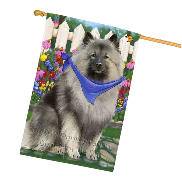 Spring Floral Keeshond Dog House Flag FLG52346