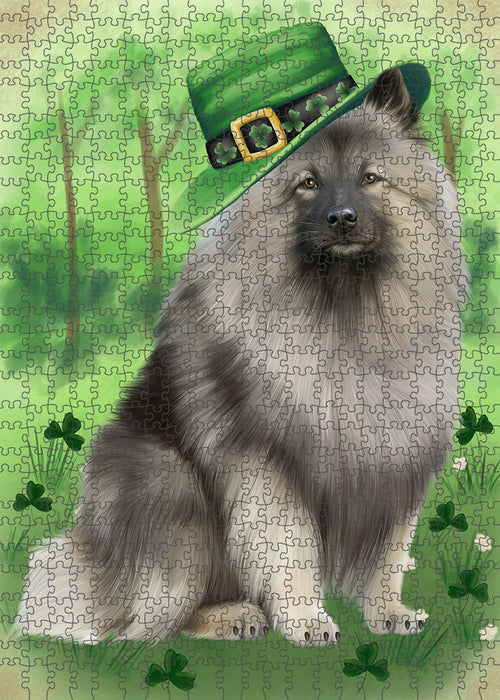 St. Patricks Day Irish Portrait Keeshond Dog Portrait Jigsaw Puzzle for Adults Animal Interlocking Puzzle Game Unique Gift for Dog Lover's with Metal Tin Box PZL060