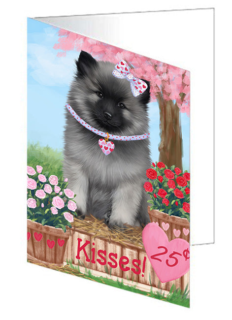 Rosie 25 Cent Kisses Keeshond Dog Handmade Artwork Assorted Pets Greeting Cards and Note Cards with Envelopes for All Occasions and Holiday Seasons GCD72377