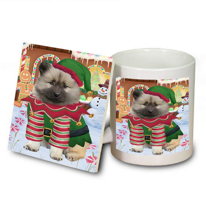 Christmas Gingerbread House Candyfest Keeshond Dog Mug and Coaster Set MUC56362
