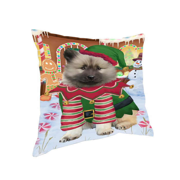 Christmas Gingerbread House Candyfest Keeshond Dog Pillow PIL79772