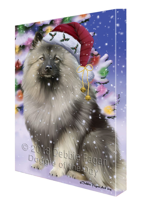 Winterland Wonderland Keeshond Dog In Christmas Holiday Scenic Background Canvas Print Wall Art Décor CVS101726