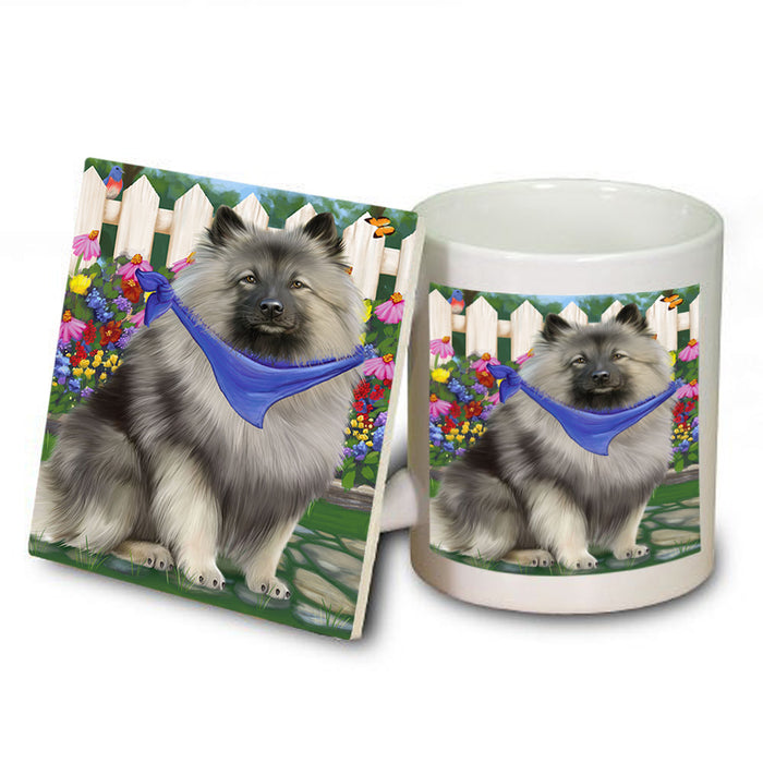Spring Floral Keeshond Dog Mug and Coaster Set MUC52205
